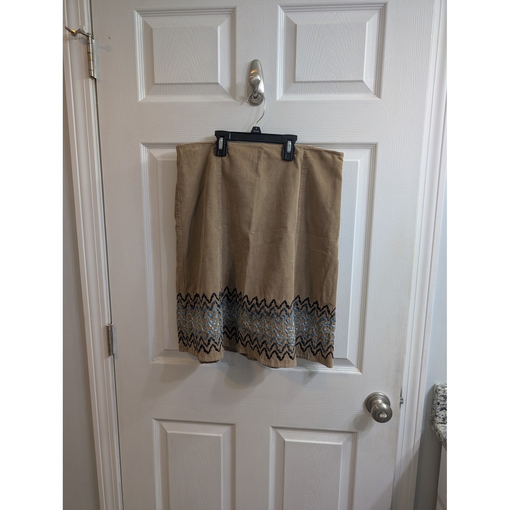 Boden Corduroy Embroidered Lined Skirt Chevron Pattern‎ Women's - Size 10R